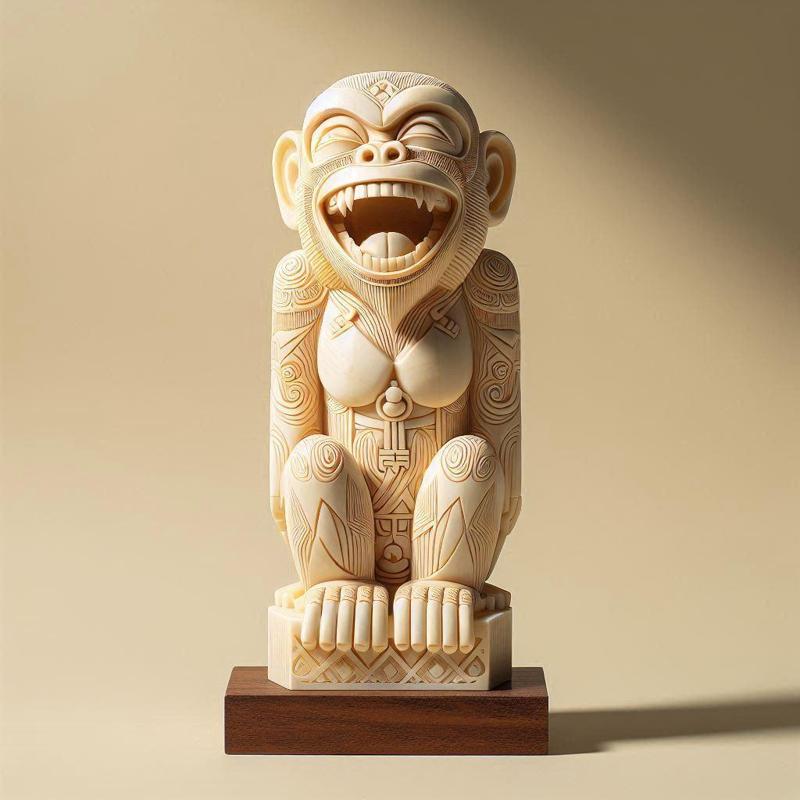 432 Laughing Monkey Totem - Full-Body 3D Model, magic, statue, werewolf, fantasy creature, troll, collectible, creature, club, model, dragon, dnd, cat, monster hunter, dog