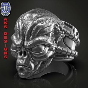 skull Ring jewelry Alien v1