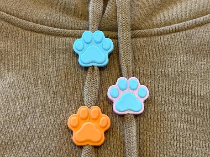 Animal Paw Hoodie DrawString Beads   