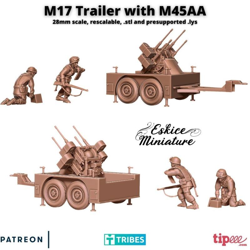 US M17 trailer with M45AA - 28mm