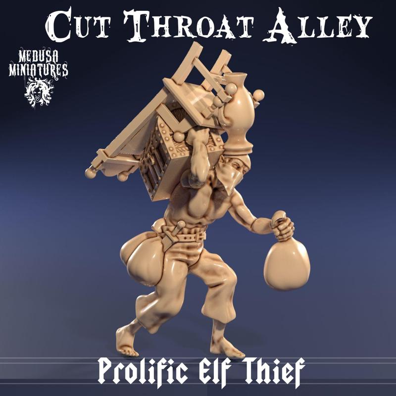 Prolific Elf Thief - Overloaded Looter Miniature STL
