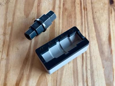 Motorcycle axle tool holder - Gridfinity 2x1   