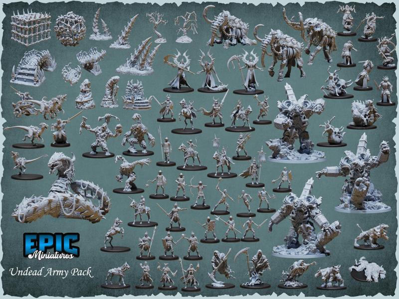 Undead Army Pack (65 Models) / Skeleton & Lich Set / Necromancer & Zombie Collection / Pre-Supported