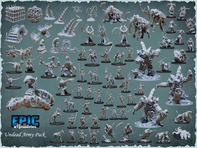 Undead Army Pack (65 Models) / Skeleton & Lich Set / Necromancer & Zombie Collection / Pre-Supported