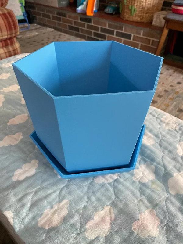 Hexagonal Flower Pot and Base   