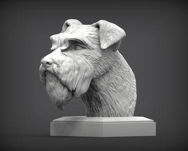Schnauzer bust sculpture for 3D printing.