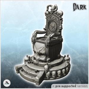 Evil throne resting on skull with bones and candles (11) - Creature Darkness War 15mm 20mm 28mm 32mm Medieval Dungeon