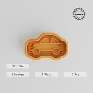 Car Shape Cutter & Stamp Set, Perfect for Cookies & Fondant, 6-Piece Collection, Sizes S/M/L, Vehicle Design STL