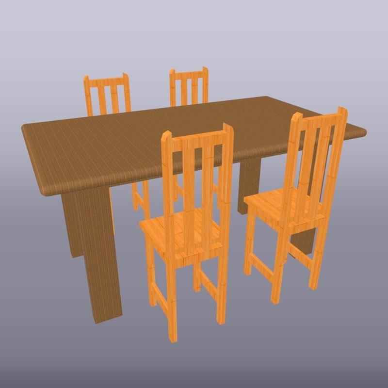 Wooden dining room scale 1:50