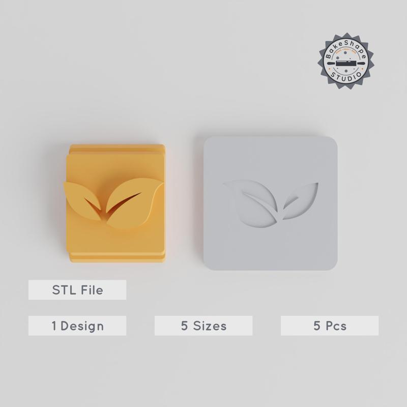 Leaf Stamp Tile Set, 5 Sizes 20-40mm, Nature Design, Perfect for Clay, Cookie & Fondant Crafting