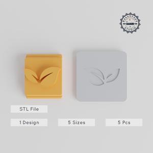 Leaf Stamp Tile Set, 5 Sizes 20-40mm, Nature Design, Perfect for Clay, Cookie & Fondant Crafting