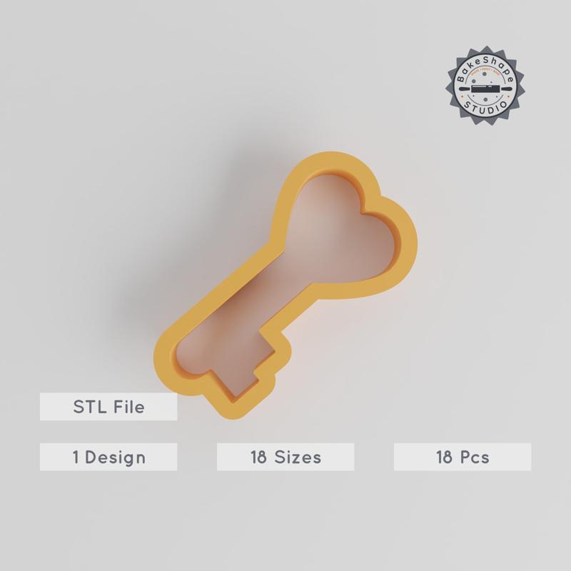 Heart Key Shape Cutter, Versatile 18-Piece Size Set for Fondant, Cookie & Clay Craft