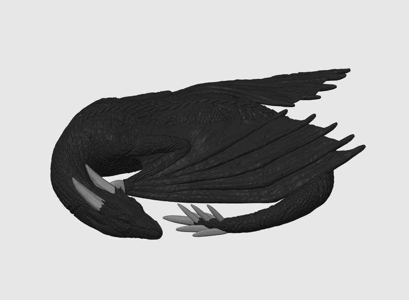 Sleeping Curled Wyvern Bookshelf Decor