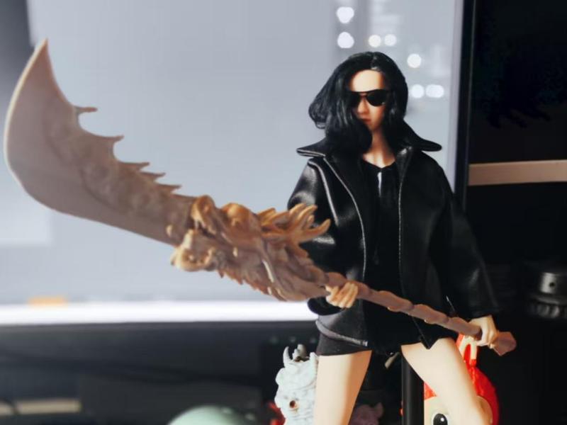 1/6 Scale Figure Weapon - Blue Dragon Crescent Blade