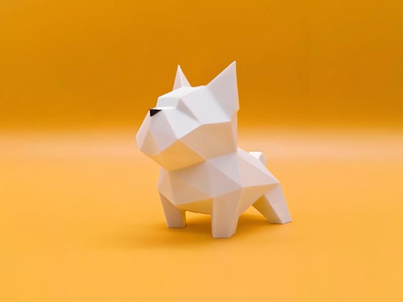 Low-poly French Bulldog - Animal Sculpture Ornament