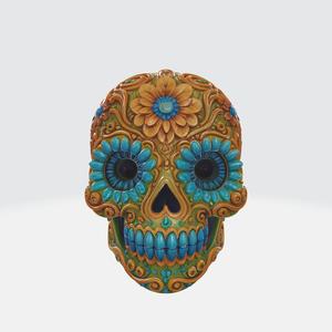 Floral Sugar Skull 3D Model | Day of the Dead Calavera | Halloween & Dia de los Muertos Decor