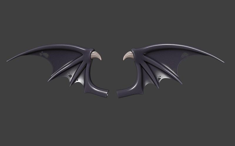 Morrigan Aensland  lilith Bat Wings on wig from Darkstalkers prop cosplay set 3d model (stl file) for printing