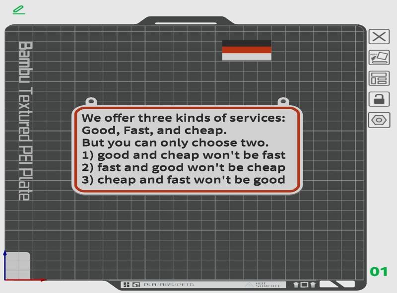 Sign: We offer three kinds of services