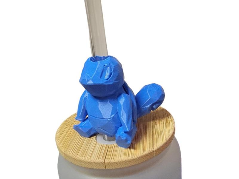 Squirtle Straw Topper - Geometric/Low Poly