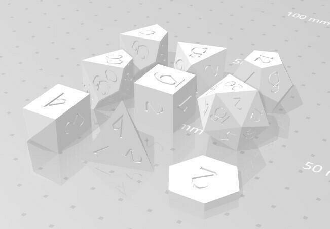 Polyset Dice (Sharp Edges) - Fantasy Elf Font - D2, D4, D4 Crystal, D6, D8, D10, D12, D% Horizontal, D20