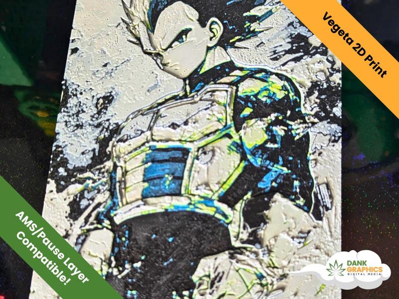 Vegeta 2D Print by DankGraphics (HueForge)