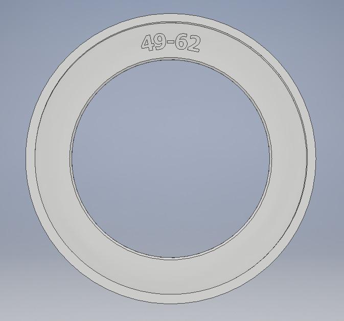Step-up ring for camera filter 49mm-62mm