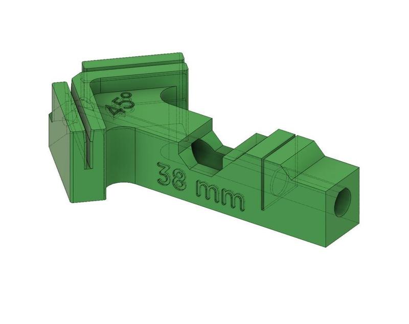 PTFE cutting jig 45° 38/39 mm for Bondtech Extruder Upgrade (BMG style) for Prusa