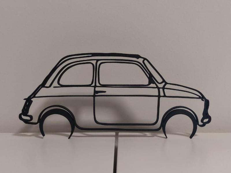 Fiat 500 Type R silhouette wall art