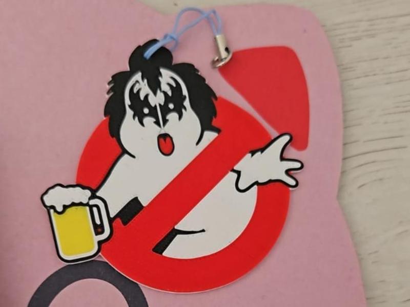 Ghostbusters Kiss Rock logo keychain
