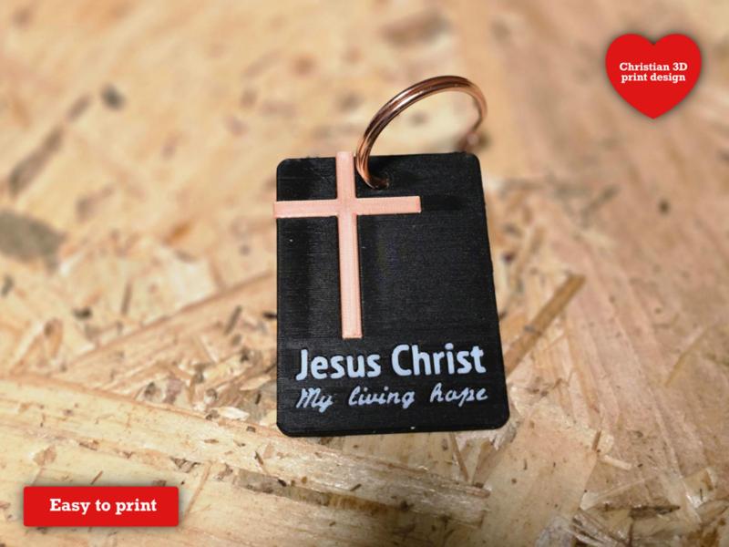 Christian keychain: "Jesus Christ, my living hope"
