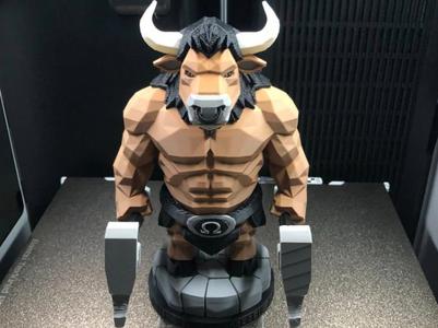 Minotaur greek mythology low poly figure statue