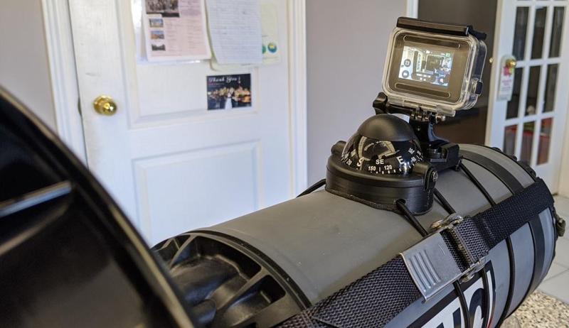 DPV compass and action camera mount
