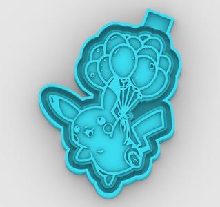 Happy Pikachu with Balloons - freshie mold - STL for silicone mold
