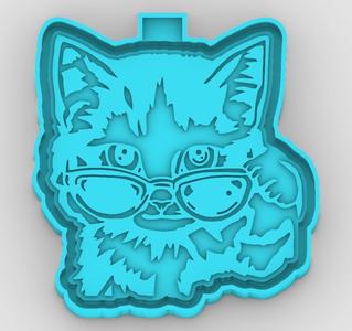Cat with Glasses - freshie mold - STL for silicone mold