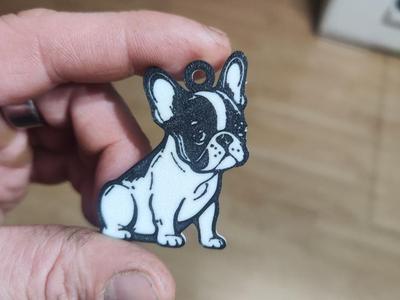 French bulldog keychain white and black-your name