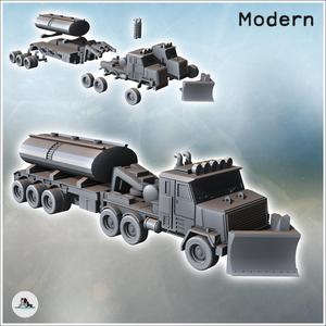 Modern Twelve-Wheel Truck with Front Blade and Rear Tank (11) - Cold Era Modern Warfare Conflict World War 3 RPG  Post-apo WW3 WWIII