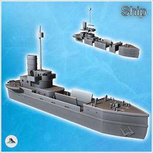 Modern cargo ship with open hold, observation mast, and lifeboat (4) - Modern WW2 WW1 World War Diaroma Wargaming RPG Mini Hobby
