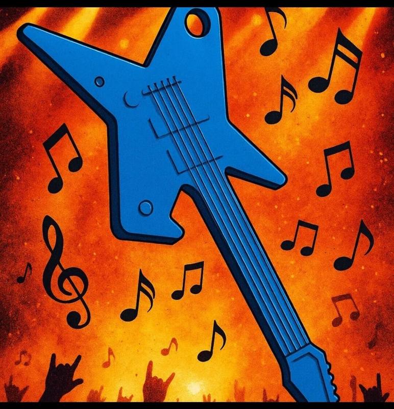 Key ring guitar-kiss