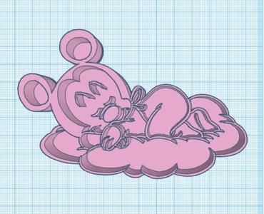 Cookie cutter and stamp for disney cookies Mickey mouse baby sleeping on cloud