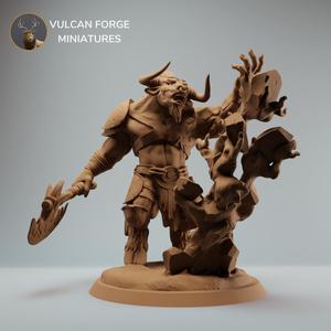 Minotaur elemental warrior with axe - two base variations - Pre supported