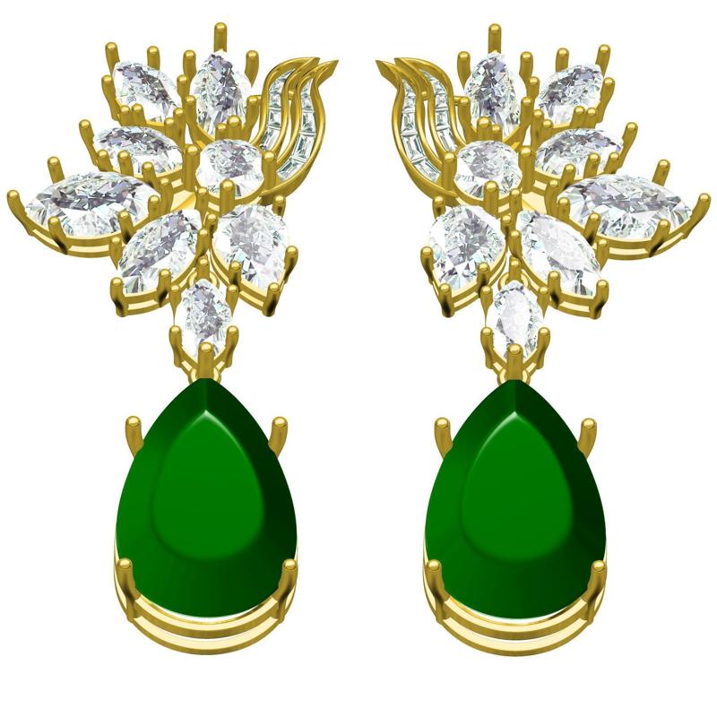 Emerald Green Pear Stone Drop Earring