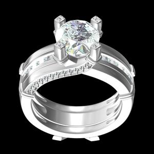 Round and Princess Diamond Wedding Ring Set