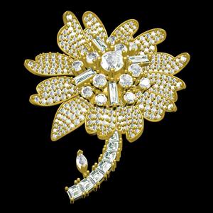 Floral Design Diamond Brooch