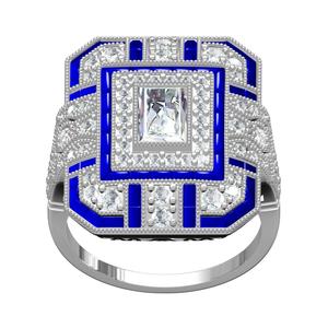 Antique Art Deco Sterling Silver Sapphire Diamond Ring
