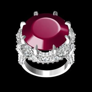 Huge Vintage Round Ruby Stone Cocktail Ring