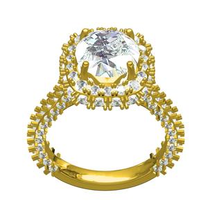 Round Stone Diamond Halo Cathedral Engagement Ring