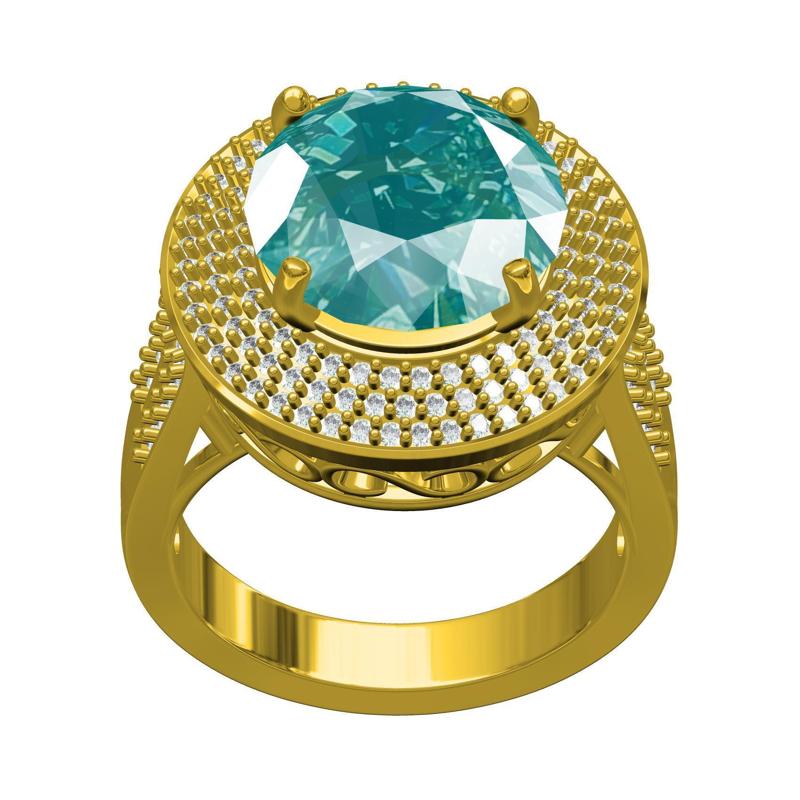 Large Round Stone Triple Halo Vintage Ring