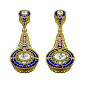 Blue Sapphire Baguette and Diamond Drop Earring