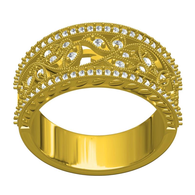 Milgrain Art Deco Half Eternity Band