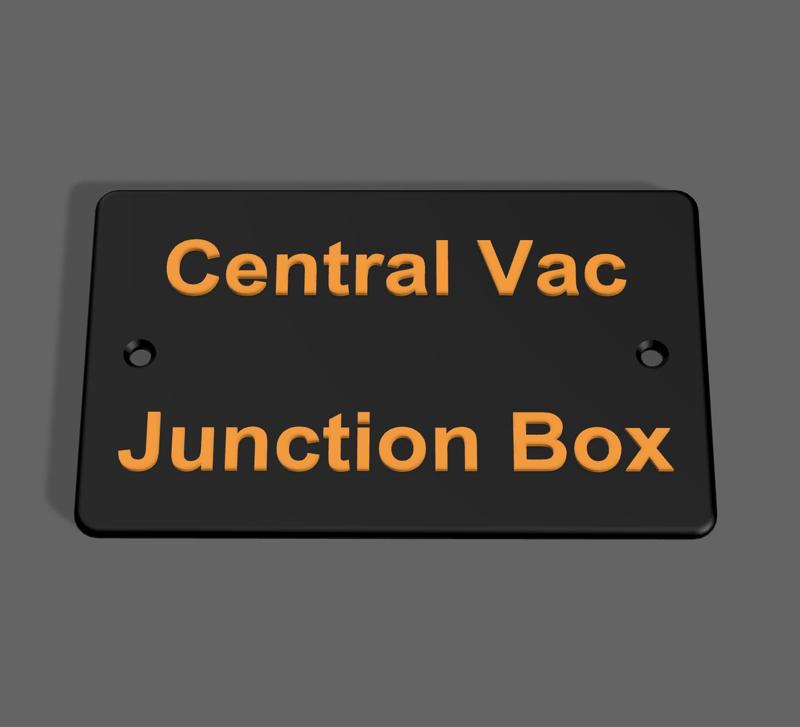 Electrical Box Cover with label "Central Vac Junction Box"